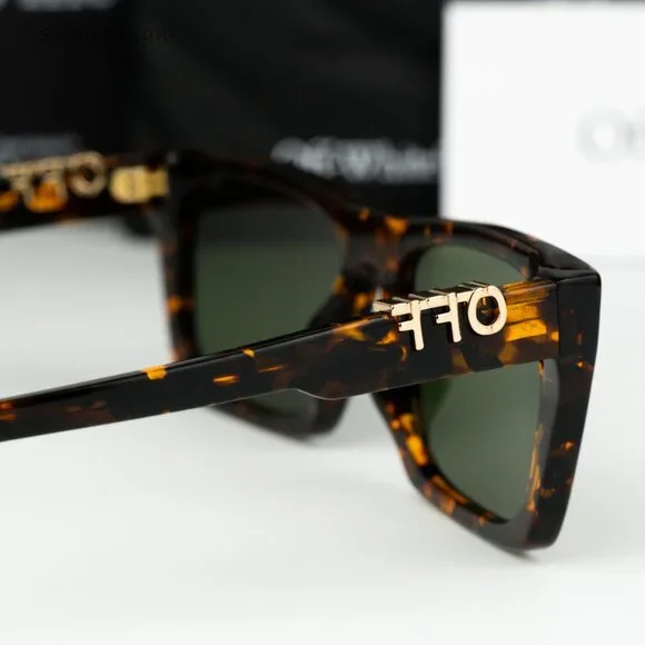 Off-White Men Sunglasses Havana Green Square OERI13E ALBANY 6055 NEW AUTHENTIC - Picture 5 of 9